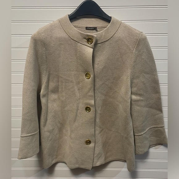 J. McLaughlin Sweaters - J. McLaughlin Knit Sweater Cardigan Size L Coastal Grandma Preppy Classic Tan